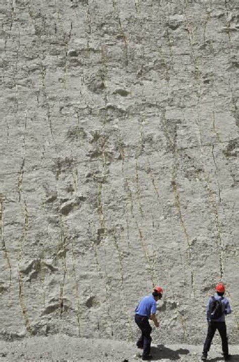 Huge Vertical Dinosaur Rock Wall With Thousands Of Gigantic Footprints