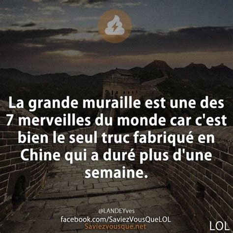 La Grande Muraille Est Une Des 7 Merveilles Du Monde Car Cest Bien Le