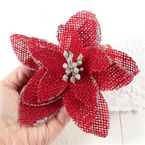 Burlap Poinsettia Ornament Christmas Ornaments Christmas And Winter