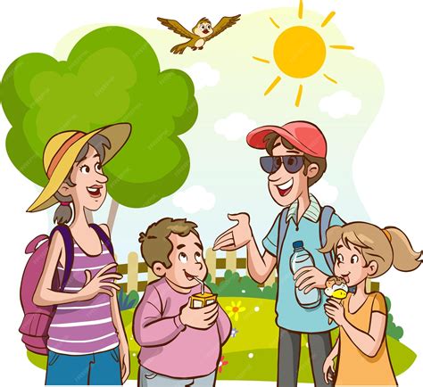 premium vector happy family   warm sunny day cartoon vector
