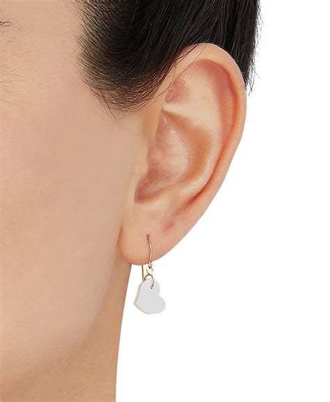 Macys Mother Of Pearl Heart Drop Earrings In 14k Gold Macys