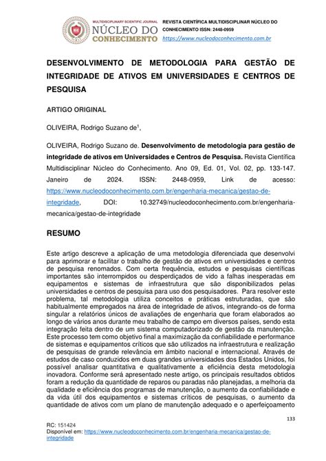 PDF Desenvolvimento de metodologia para gestão de integridade de