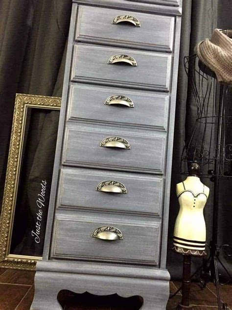 Vintage Lingerie Chest Hand Painted Layered Shades Of Gray