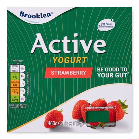 Active Low Fat Yogurt Strawberry 4x115g Brooklea Aldiie