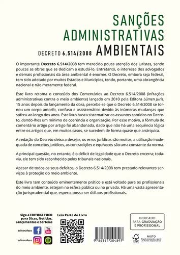 Decreto 6514 De 2008 - Sanções Administrativas Ambientais - Decreto 6.514 / 2008 - 1ª Ed ...