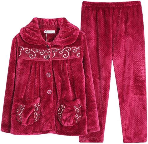 Womens Pajama Set Winter Pockets Warm Front Pajamas Simple Glamorous