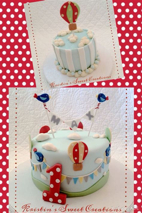 Hot Air Balloon First Birthday Cake And Smash Cake First Birthday Cakes St Birthday Cake