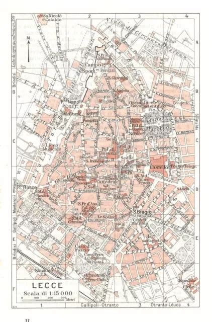 Carta Geografica Antica Lecce Pianta Della Citt Tci Antique Map