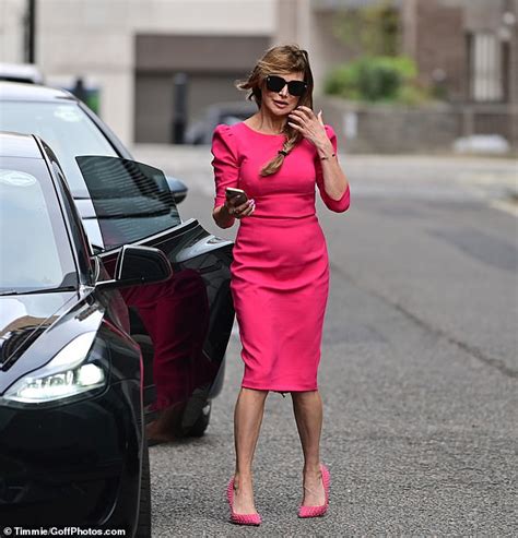 Lizzie Cundy 55 Puts On A Very Stylish Display In A Hot Pink Dress As She Departs The Jeremy