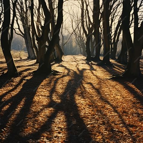 Los árboles de colores de otoño proyectan una sombra en el suelo | Foto