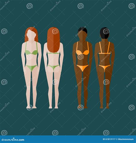 Illustration With Naked Women Body Front And Back View In Flat Style Stock Vector
