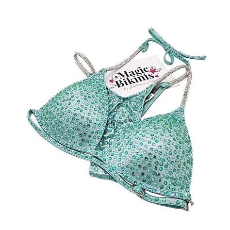 Competition Bikini No 205 Light Teal Mystique With Crystal Mix Magic Bikinis The Choice Of
