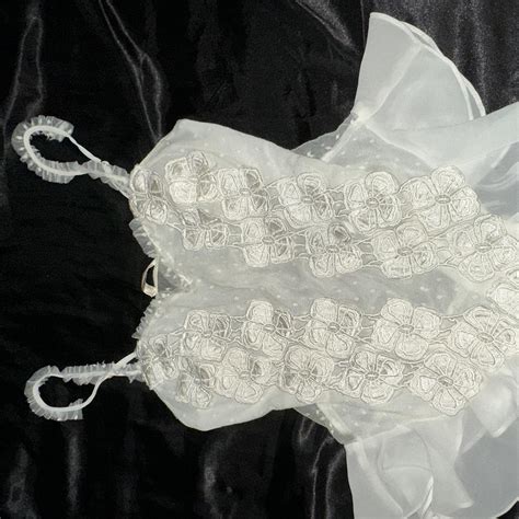 White Bodysuit Lingerie With Floral Lace Detailing Depop