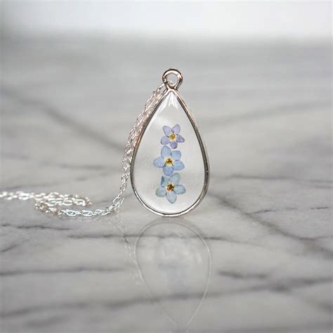 Forget Me Not Flower Necklace Silver Plated Joli Jardin