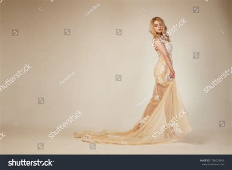 Girl Blonde Nude Dress Made Transparant Stock Photo Shutterstock