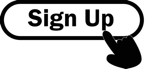 Sign Up Icon On White Background Finger Presses On Sign Up Button