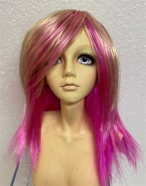 Jojo Wig Golden Blonde W Hot Pink Size 7 8 Doll Peddlar