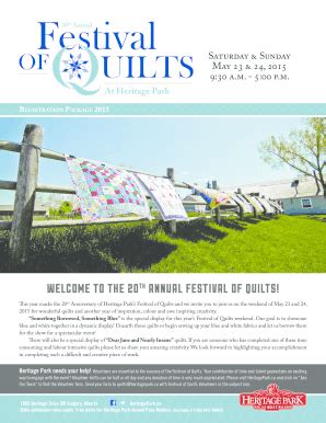 Fillable Online Heritagepark Festival Of Quilts Heritage Park