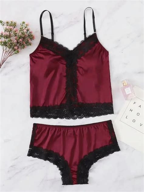Lady S Sexy Satin Lingerie Lace Underwear Set String Sleepwear For Women Buy Sexy Lingerie Set