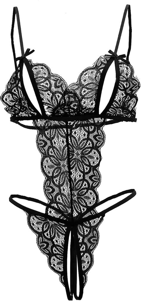 Vicsec Sexy Nightwear For Women Lace Bodysuit One Piece Naughty Lingerie Deep V Neck Stretch