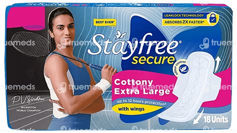 Stayfree Secure Dry Cover With Wings Xl Sanitary Pad Uses Side