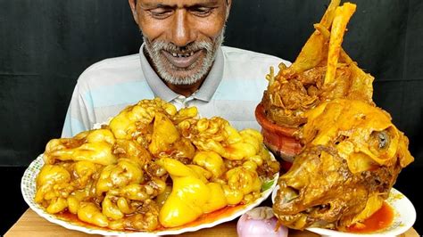 Eating Oily Muttom Fat Curry Spicy Hundi Mutton Curry Mutton Head