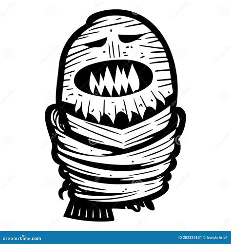 Halloween Mummy Scary Illustration Sketch Hand Draw Stock Vector