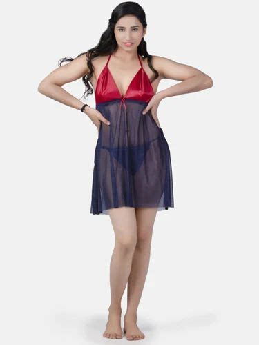 Sheer Net Hot Navy Blue Babydoll Bikini Night Dress For Honeymoon K Mn Baby Doll Lingerie