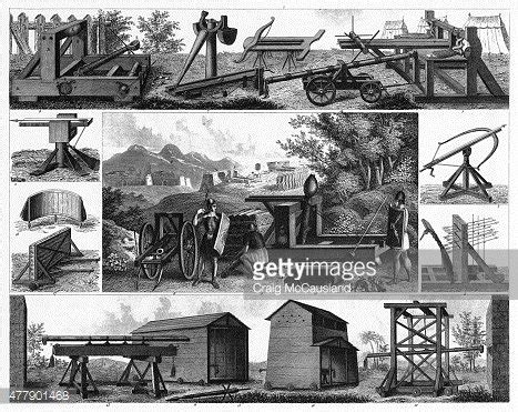 ancient military weapons  war machines engraving royalty
