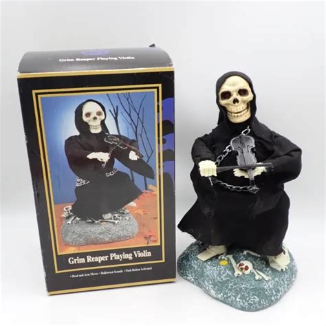 VTG GRIM REAPER Playing Violin Gemmy Animated 1996 Halloween Haunted