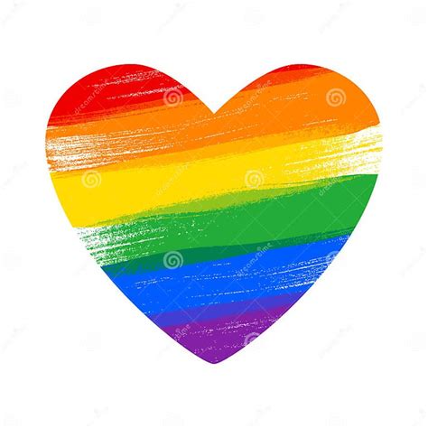 Heart In Rainbow Lgbt Flag Colors Paint Style Vector Illustration