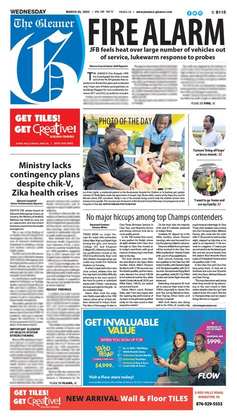 Jamaica Gleaner On Twitter Wednesday S Front Page Of The Gleaner