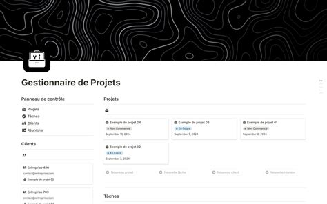 Gestionnaire de Projets par Productivity Engine Modèle Notion