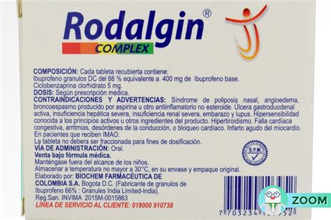 Comprar Rodalgin Complex Tabletas 400 5 Mg