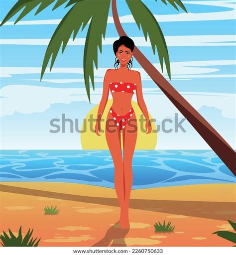 Vector Illustration Summer Illustration Girl Bikini Stock Vector Royalty Free
