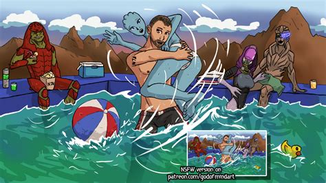 Mass Effect Pool Party By God Of Mind Hentai Foundry