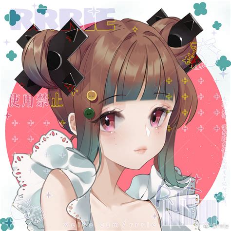 Safebooru 1girl Aqua Hair Barcode Bare Shoulders Blunt Bangs Brown Hair Button Hair Ornament