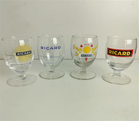 Collection of 4 French Ricard Glasses Pastis Apero France Collector HTF ...