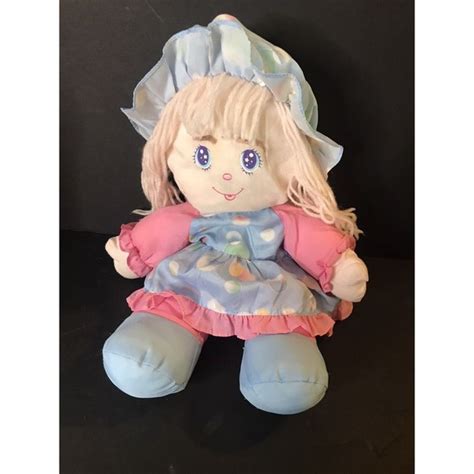 Well Made Toys Vintage Well Made Doll Blonde Hair Blue Eyes Tall Stuffed Pink And Blue