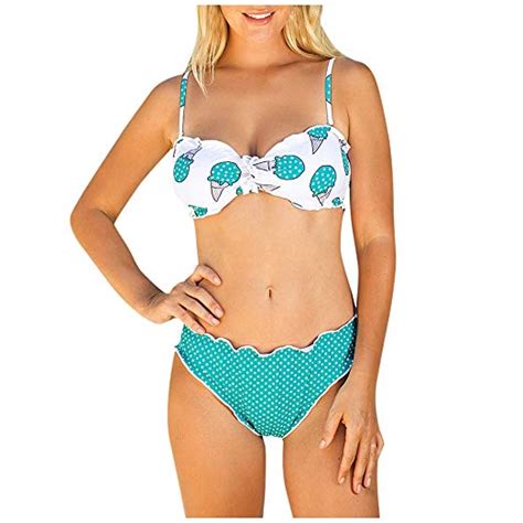 Two Pieces Bikini Set Ruffled Push Up Padded WF Shopping