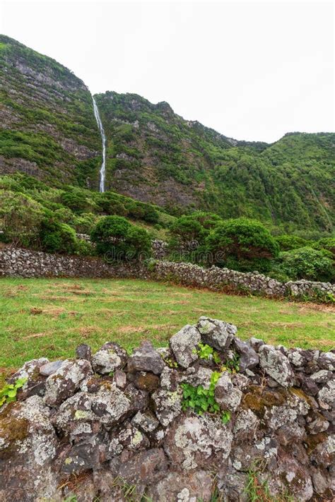 Waterfalls On Flores Island Azores Archipelago Portugal Stock Photo