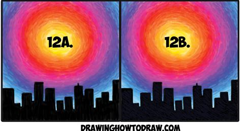 How To Draw A Sunset With Colored Pencils Step By Step : Sunset is a ...