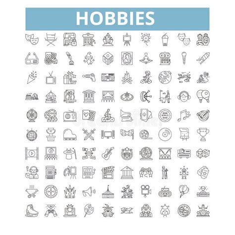 Hobbies Icons Line Symbols Web Signs Vector Set Isolated