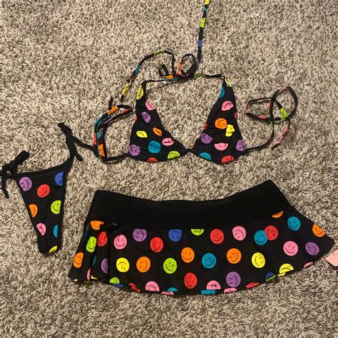 Y K Bikini Set Smiley Face Print Pc Set Vintage Depop
