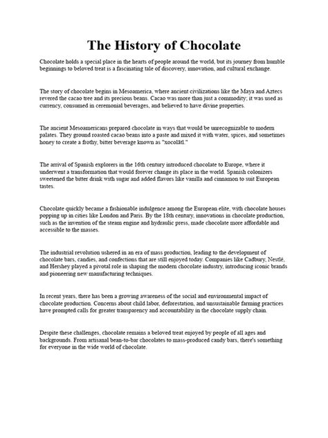 The History of Chocolate | PDF