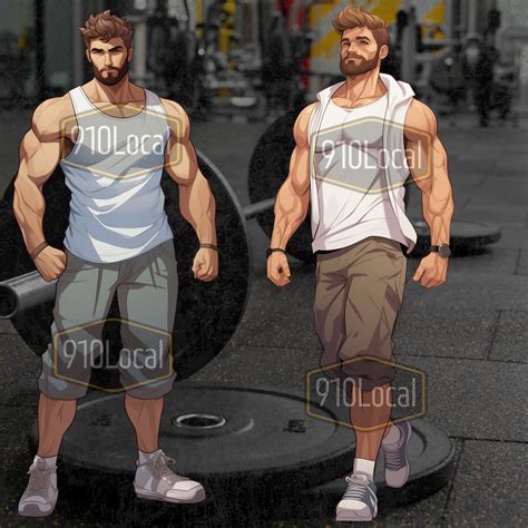 Male Fitness Cartoon Character Clipart 12 Fitness Character Etsy