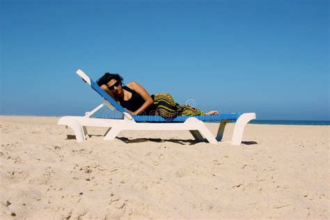 Brunette On The Beach Stock Image Image Of Sunbathing