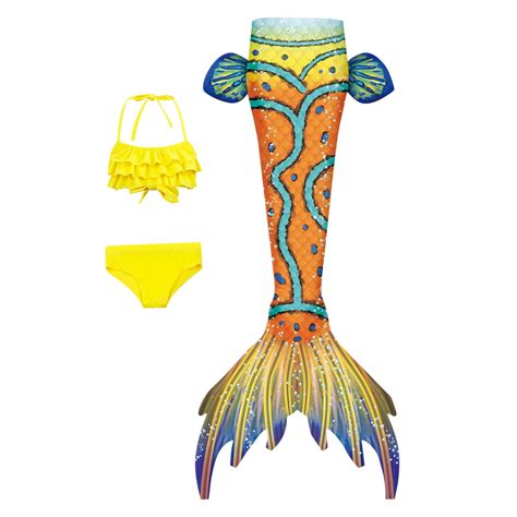 Mermaid Swimsuit For Girls Fish Tail Set Sling Bikini Fish Scale Three Pieces Bathing Suits
