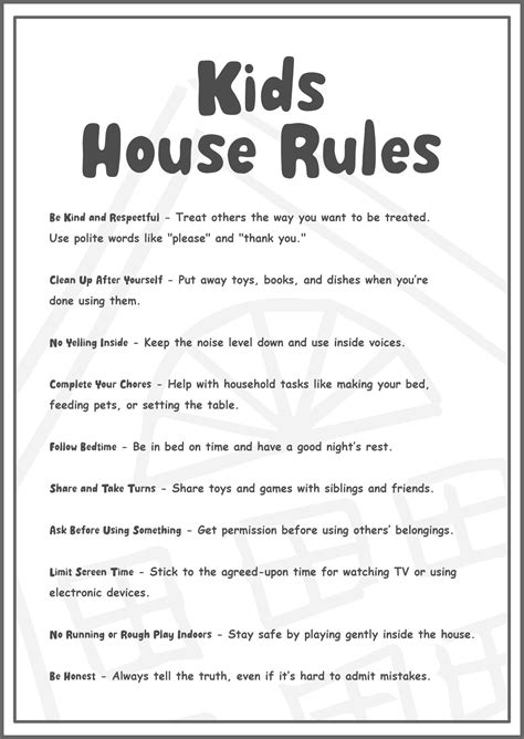printable visual house rules printable word searches