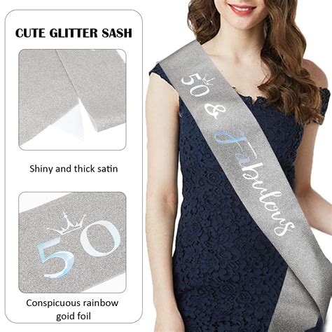 Buy 50th Birthday Decorations Women Silver 50th Birthday Sash And